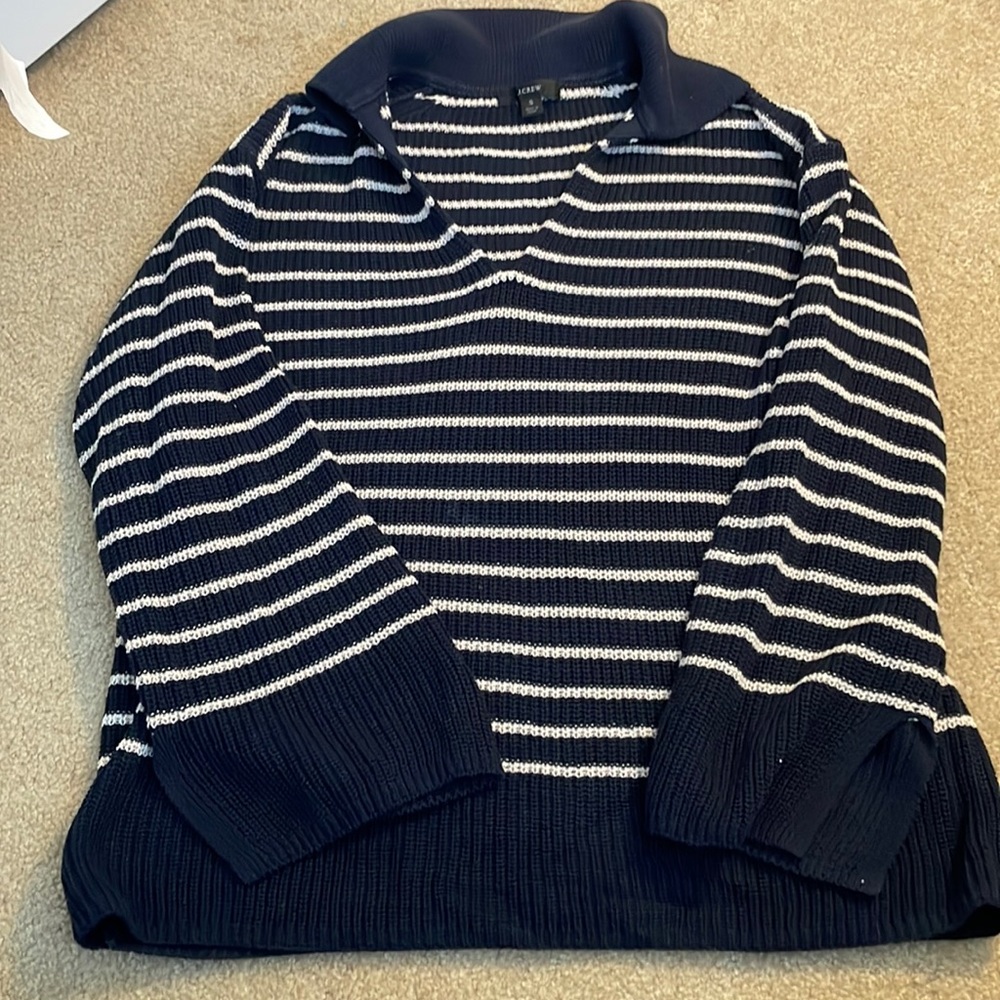 J.Crew Navy Striped Knit Sweater